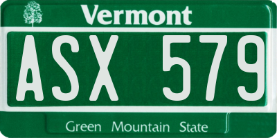 VT license plate ASX579