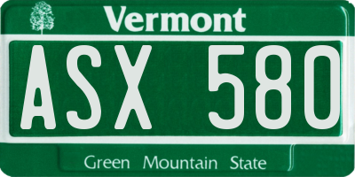 VT license plate ASX580