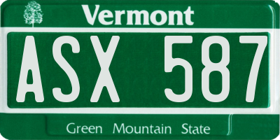 VT license plate ASX587