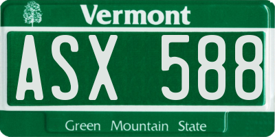 VT license plate ASX588
