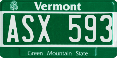 VT license plate ASX593