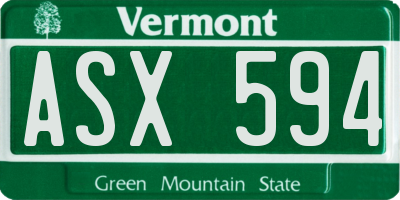 VT license plate ASX594