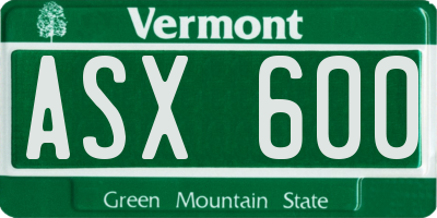 VT license plate ASX600