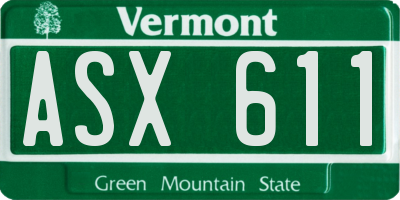 VT license plate ASX611