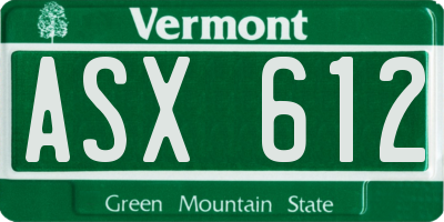 VT license plate ASX612