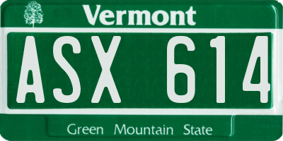 VT license plate ASX614
