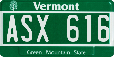VT license plate ASX616
