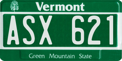 VT license plate ASX621