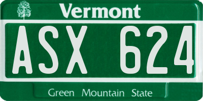 VT license plate ASX624