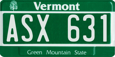 VT license plate ASX631