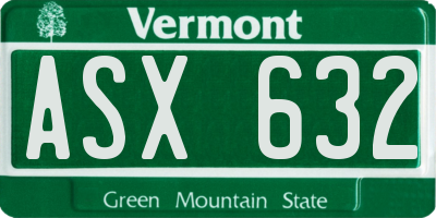 VT license plate ASX632