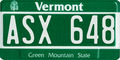 VT license plate ASX648
