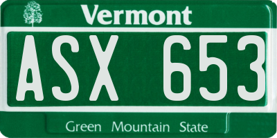 VT license plate ASX653