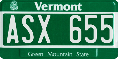 VT license plate ASX655
