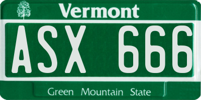 VT license plate ASX666