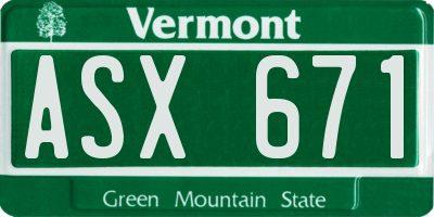 VT license plate ASX671