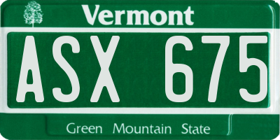 VT license plate ASX675