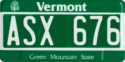VT license plate ASX676