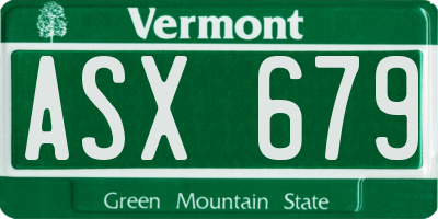 VT license plate ASX679