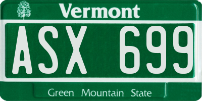 VT license plate ASX699