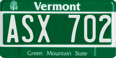 VT license plate ASX702