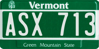 VT license plate ASX713
