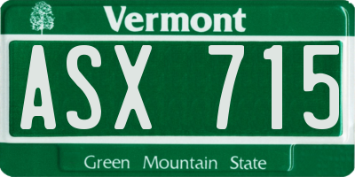 VT license plate ASX715