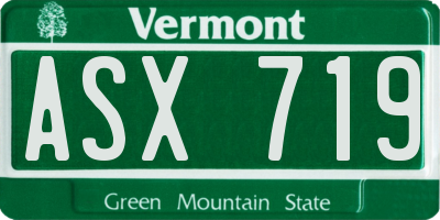 VT license plate ASX719