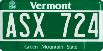 VT license plate ASX724