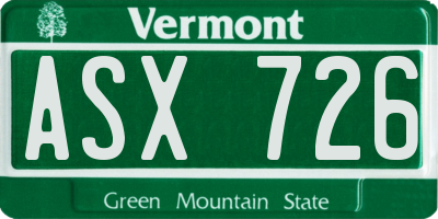VT license plate ASX726