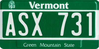 VT license plate ASX731