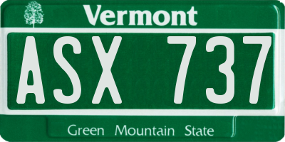VT license plate ASX737