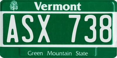 VT license plate ASX738