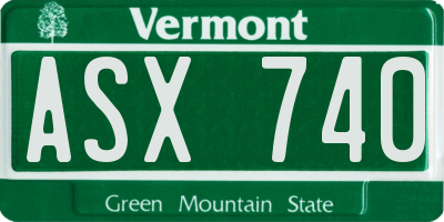 VT license plate ASX740