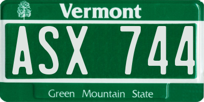 VT license plate ASX744
