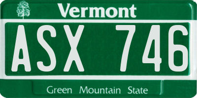 VT license plate ASX746