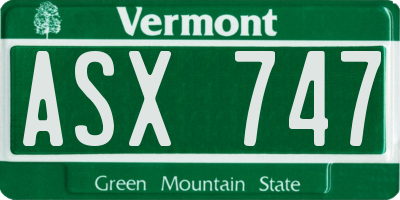 VT license plate ASX747