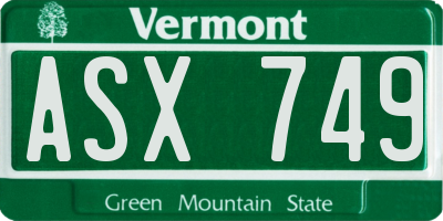 VT license plate ASX749