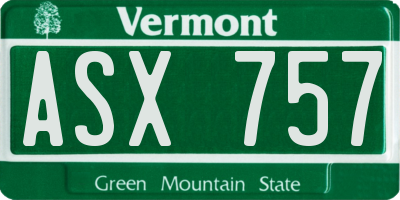 VT license plate ASX757