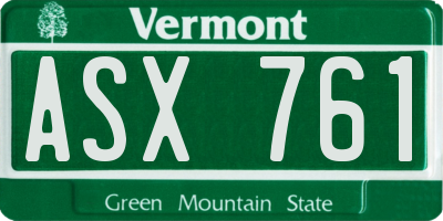 VT license plate ASX761