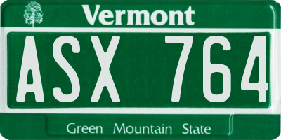 VT license plate ASX764