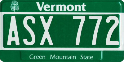 VT license plate ASX772