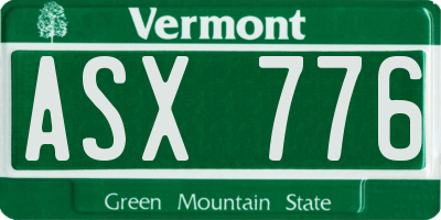 VT license plate ASX776