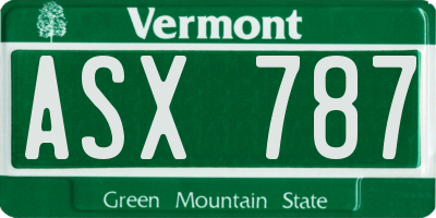 VT license plate ASX787
