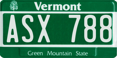 VT license plate ASX788