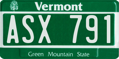 VT license plate ASX791