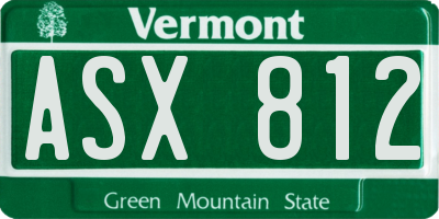 VT license plate ASX812