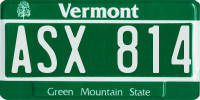 VT license plate ASX814