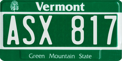 VT license plate ASX817
