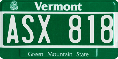 VT license plate ASX818